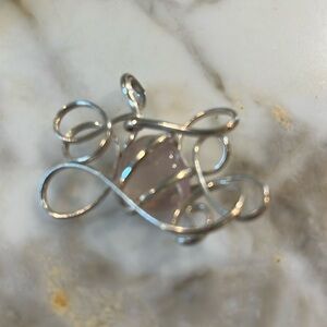 Silver wired pink stone necklace pendant